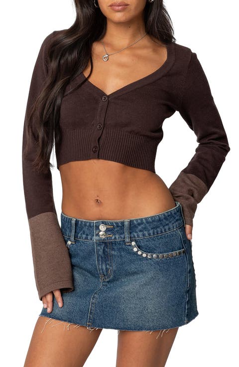 Colorblock Crop Cardigan