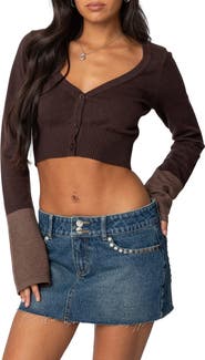 EDIKTED Colorblock Crop Cardigan