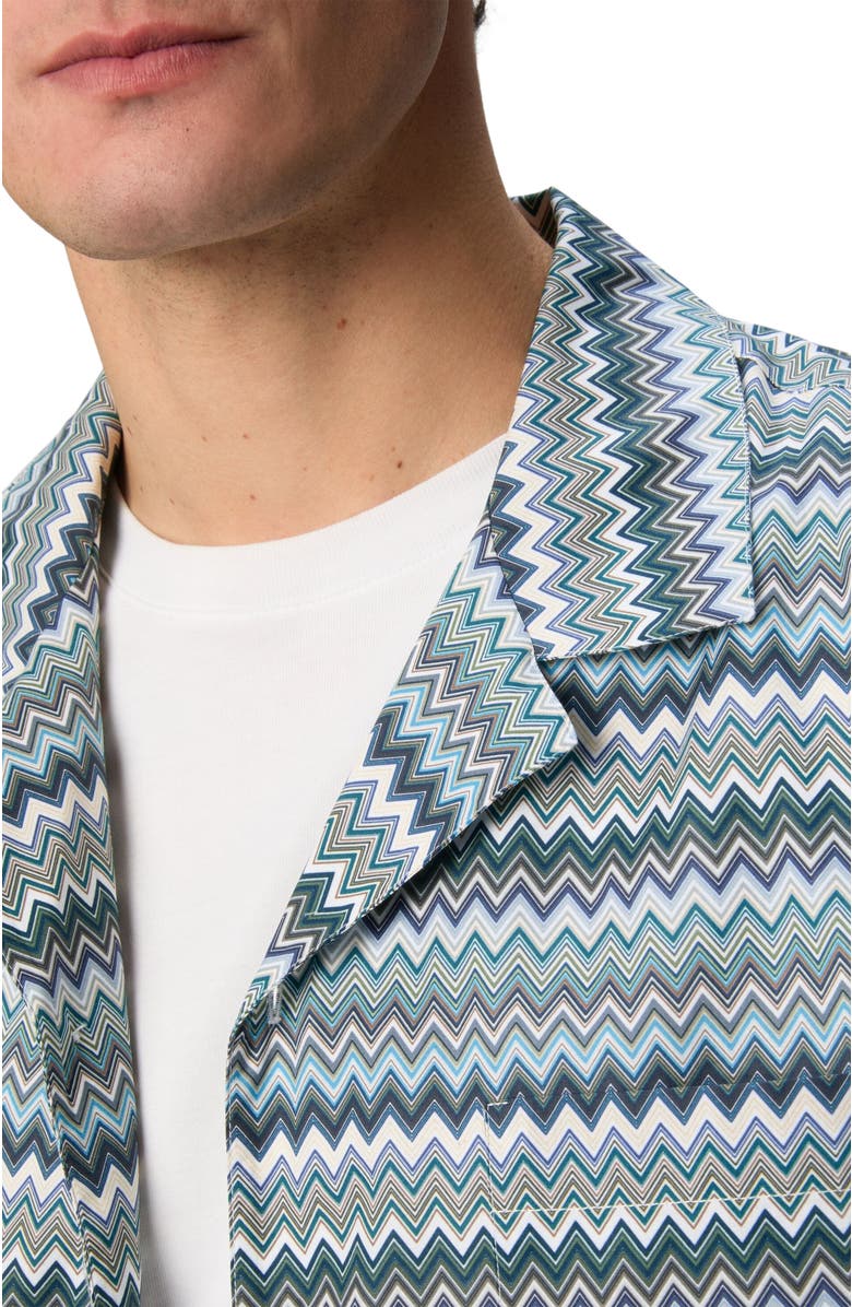 Missoni Zig Zag Cotton Poplin Bowling Shirt With Breast Pocket, Alternate, color, 
