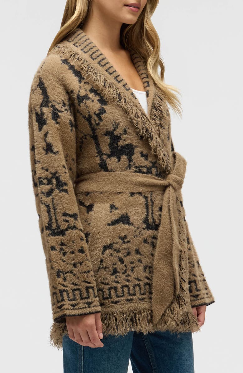 NVLT Fringed Eyelash Sweater Coat, Alternate, color, Camel/ Black