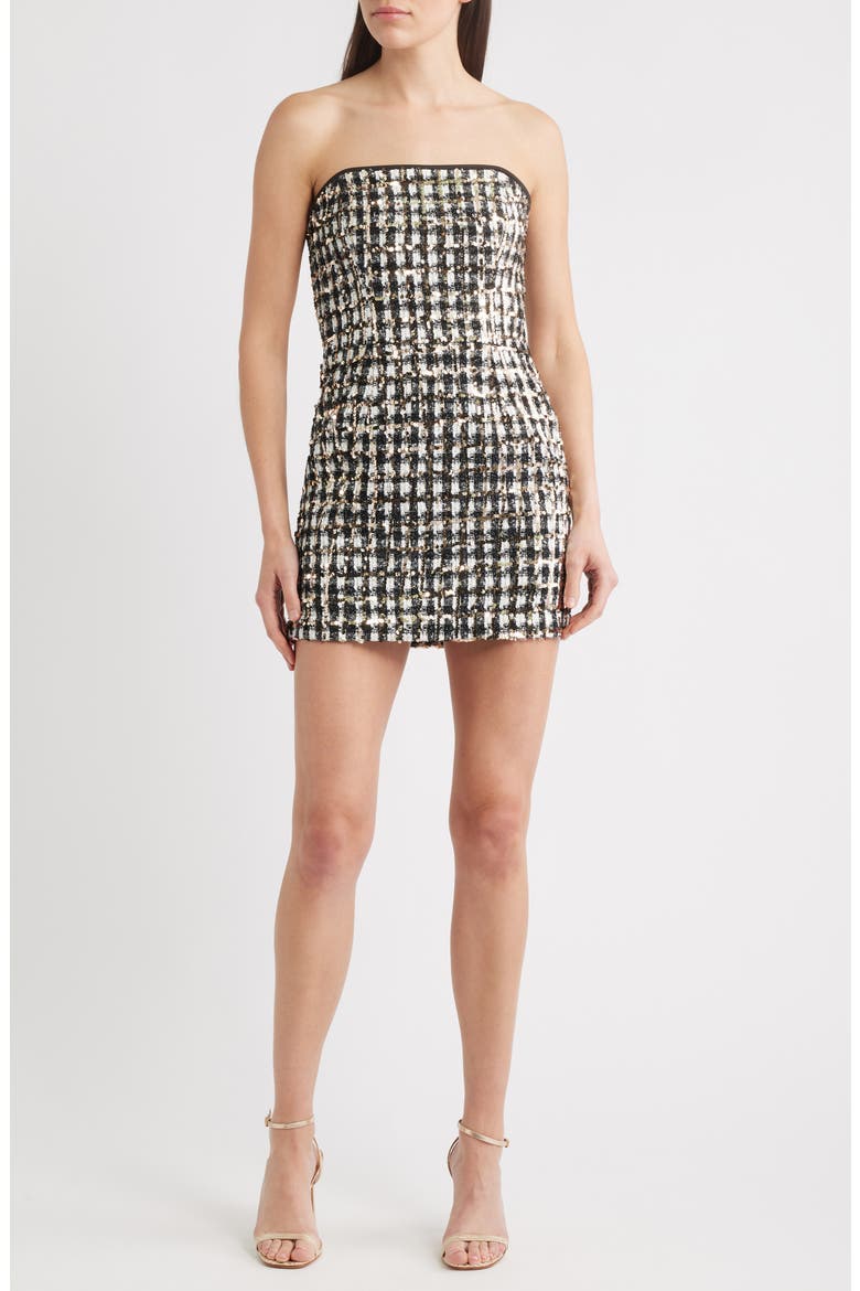 Loreilla Strapless Minidress, Main, color, TWEED SHIMMER