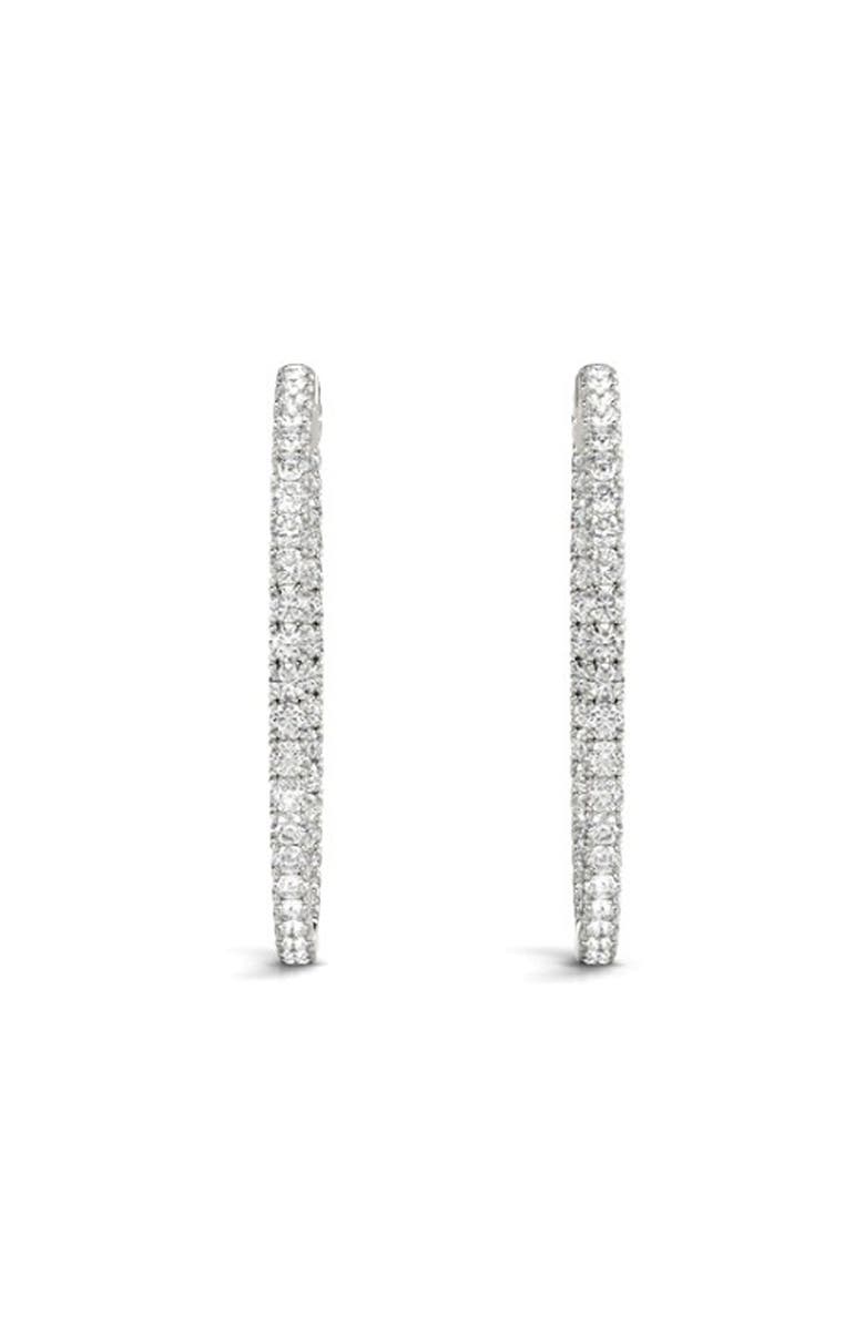 Bliss Diamond 1.75 ct Lab Grown Diamond Hoops Inside Outside 1 1/3" 14K Gold Vault Lock, Alternate, color, 14K White Gold