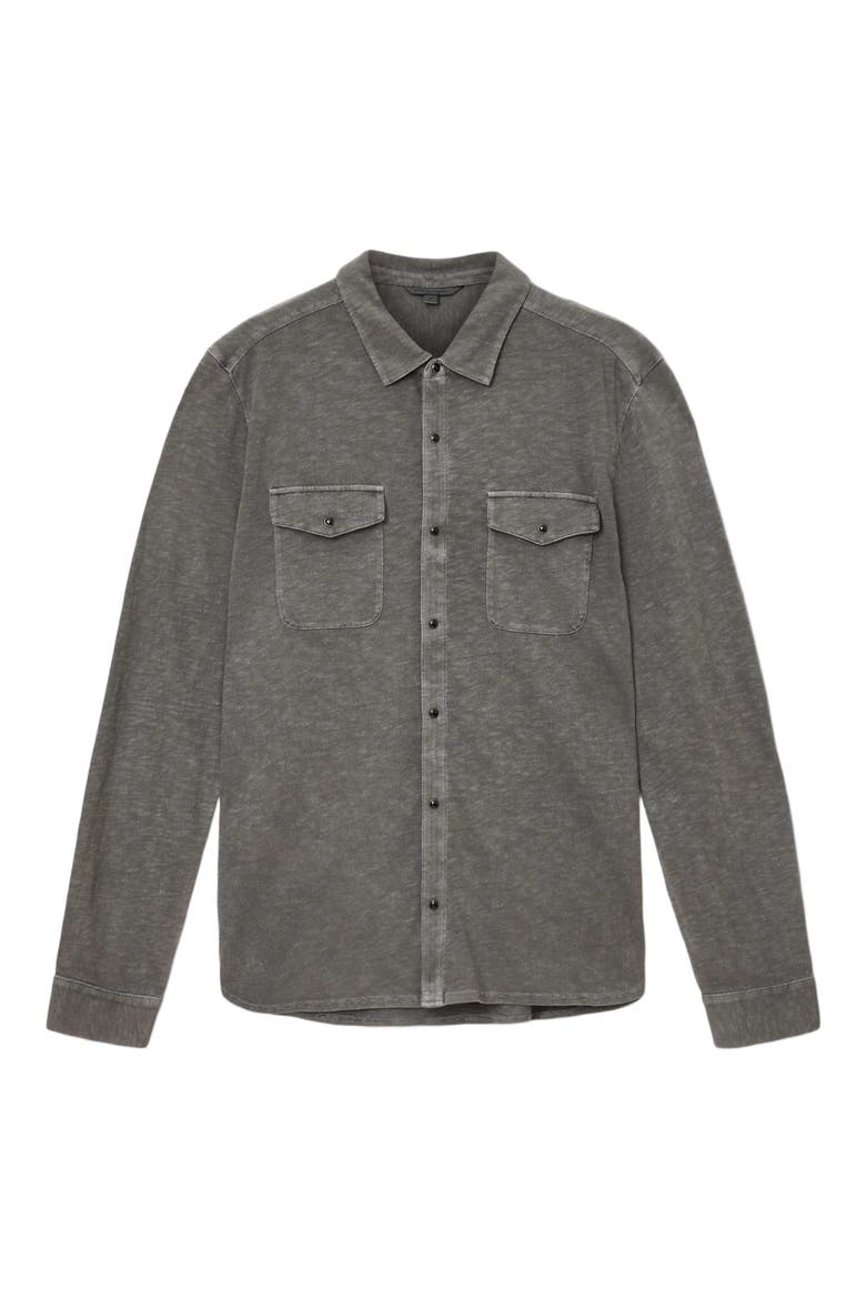 Arvon Knit Organic Cotton Snap-Up Western Shirt, Alternate, color, SEAL GREY