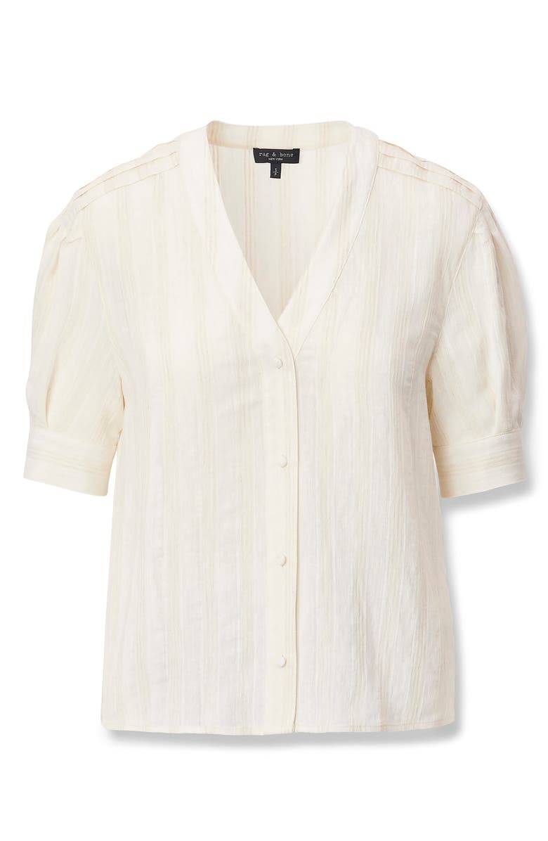 rag & bone Taylor Short Sleeve Woven Shirt, Alternate, color, Ivory