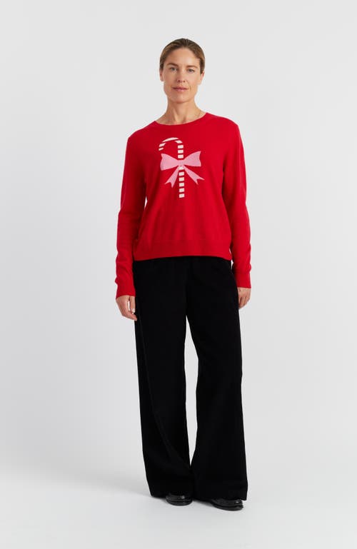 Chinti & Parker Velvet-red Wool-cashmere Candy Cane Sweater In Red