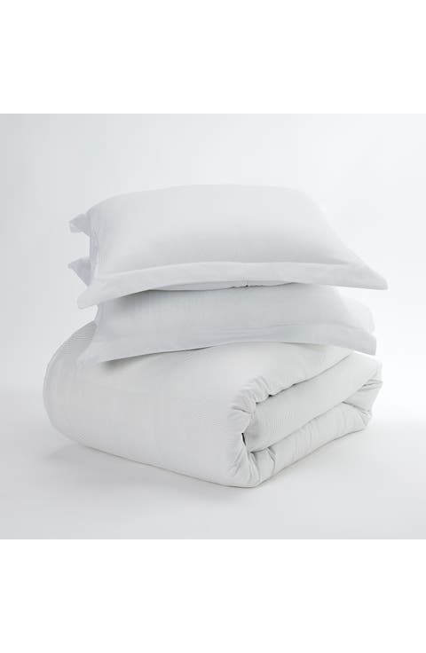 Home Spun Premium Ultra Soft Pinstriped Pattern 3-Piece Duvet Cover Set