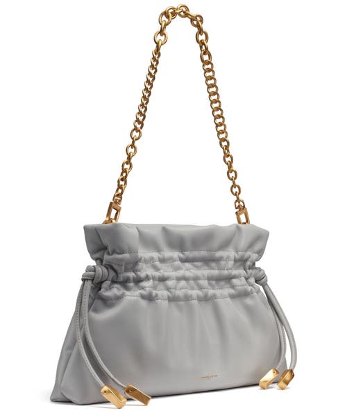 Donna Karan Southold Leather Clutch With Chain Strap In Pearl Grey