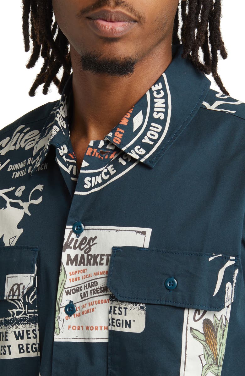 Dickies Greensburg Print Short Sleeve Cotton Button-Up Shirt, Alternate, color,