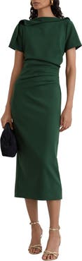 Reiss Hilary Ruched Cowl Neck Midi Dress