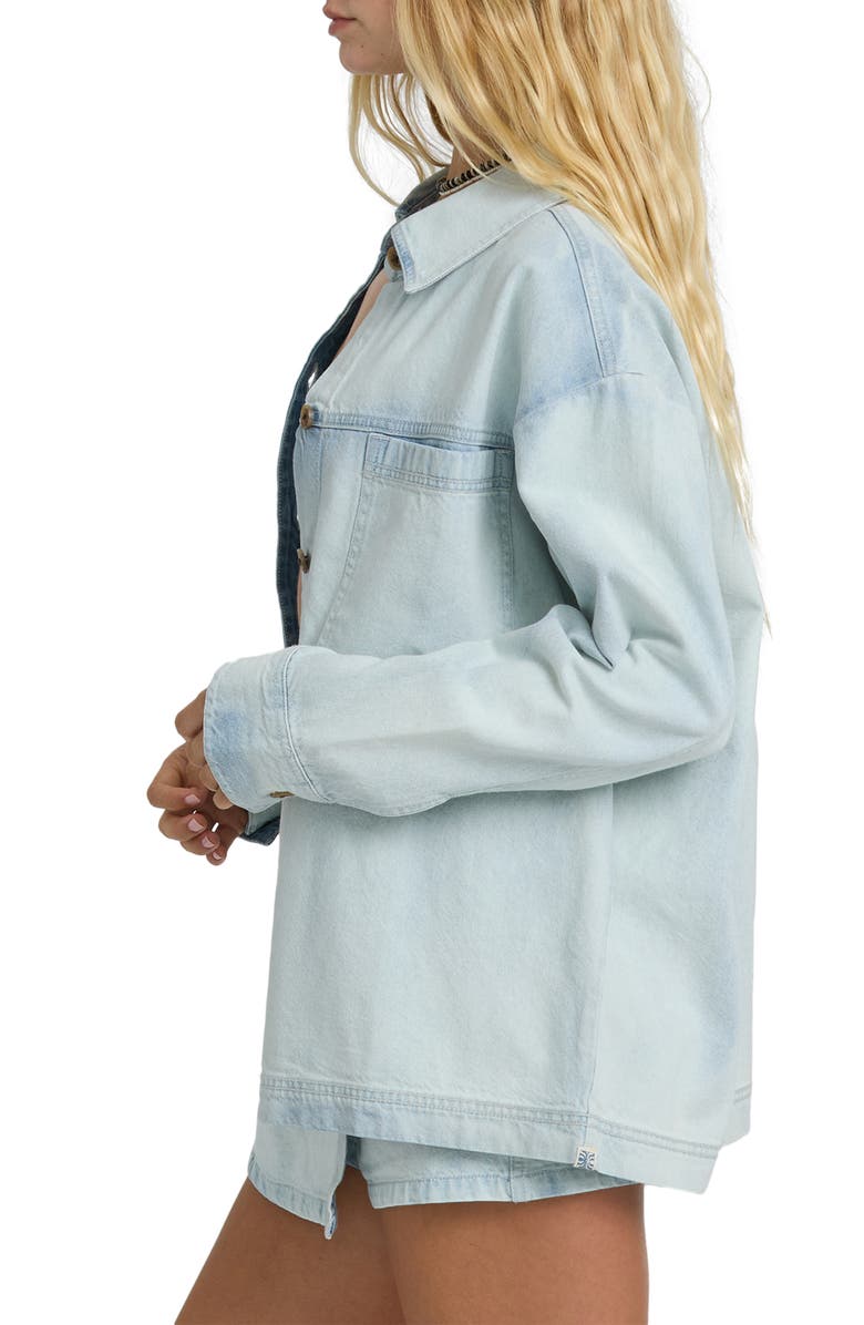 Billabong Jade Saltwash Denim Shacket, Alternate, color, Blue Mist