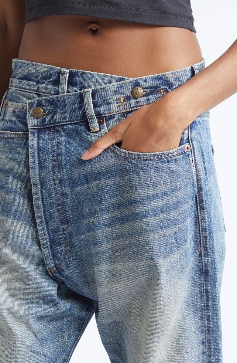 R13 Cuffed Crossover Straight Leg Jeans, Alternate, color, Estin Selvedge Blue
