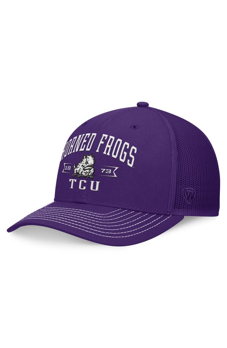 TOP OF THE WORLD Men's Top of the World Purple TCU Horned Frogs Carson Trucker Adjustable Hat, Main, color,