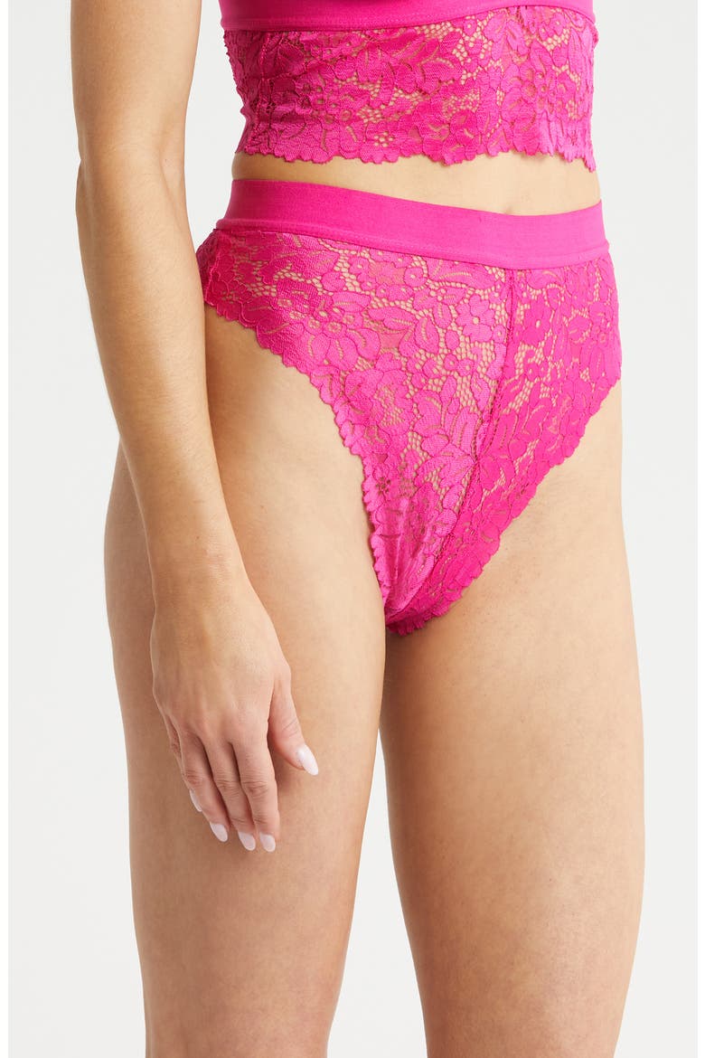 Lace High Waist Bikini, Alternate, color, AZALEA PINK