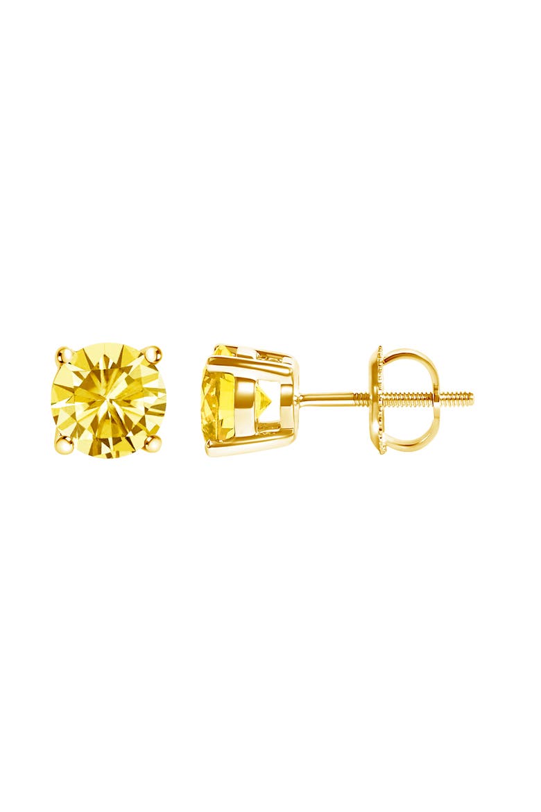 14K Gold 1.0 Cttw Lab Grown Yellow Diamond Solitaire Stud Earrings, Alternate, color, Yellow