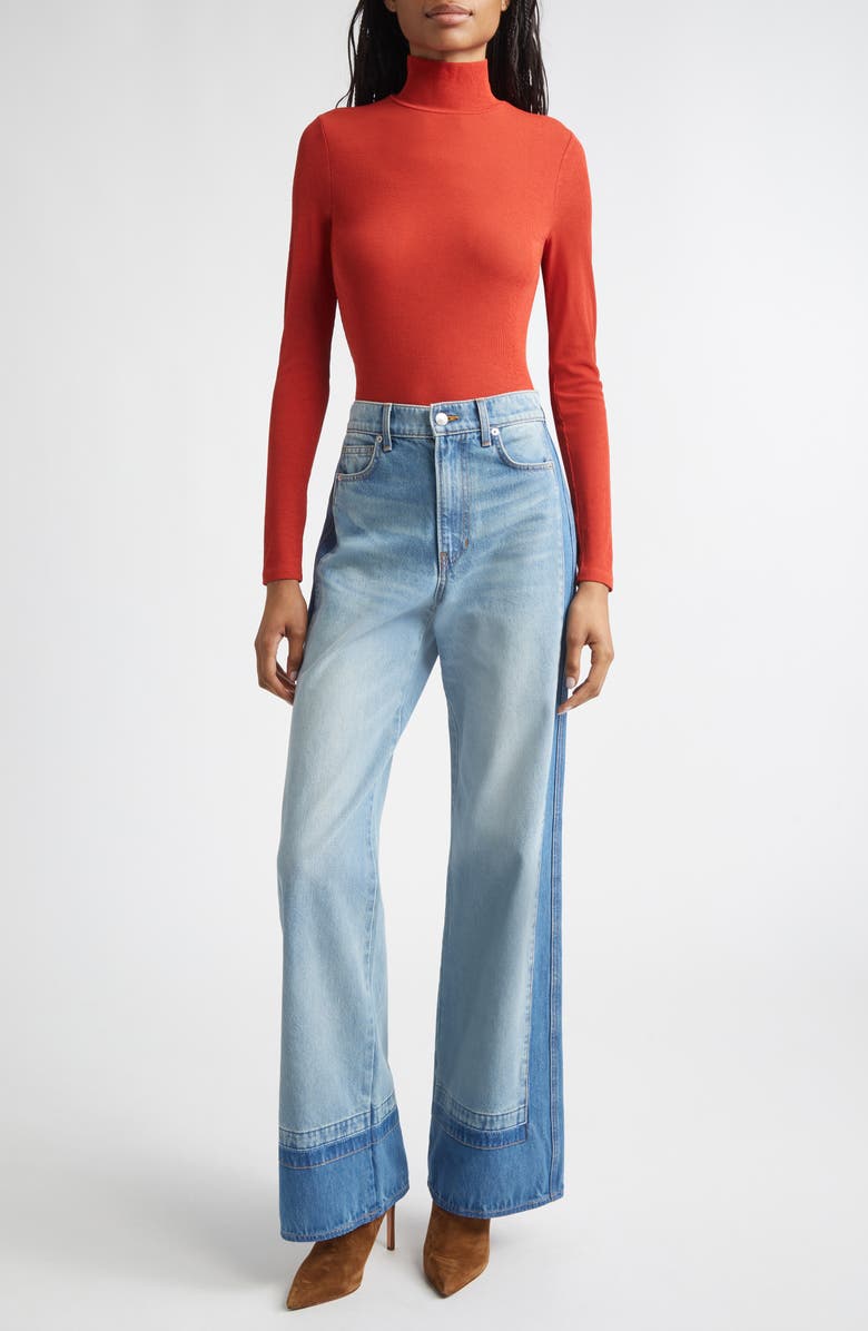Veronica Beard Taylor Colorblock High Waist Wide Leg Jeans, Alternate, color, Cloudy Colorblock