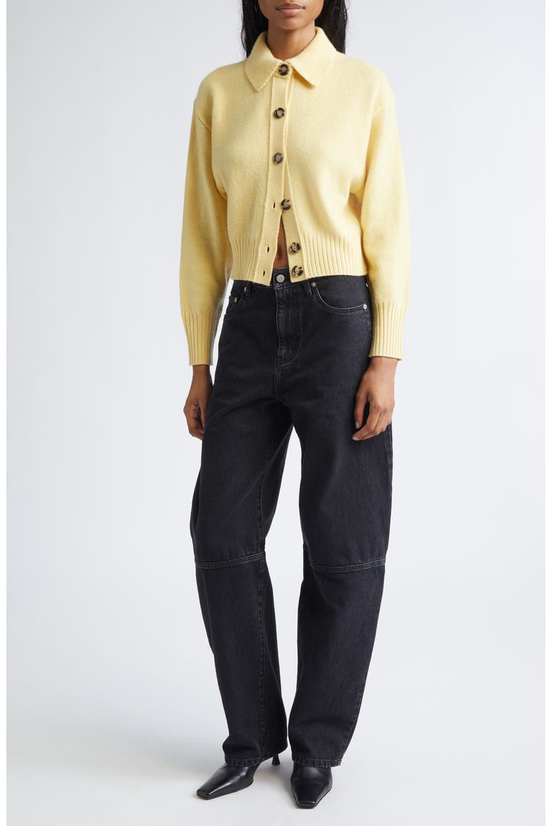 Rocia Cashmere Crop Cardigan, Alternate, color, PALE YELLOW