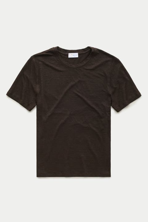 Short Sleeve Linen Crew Neck Tee