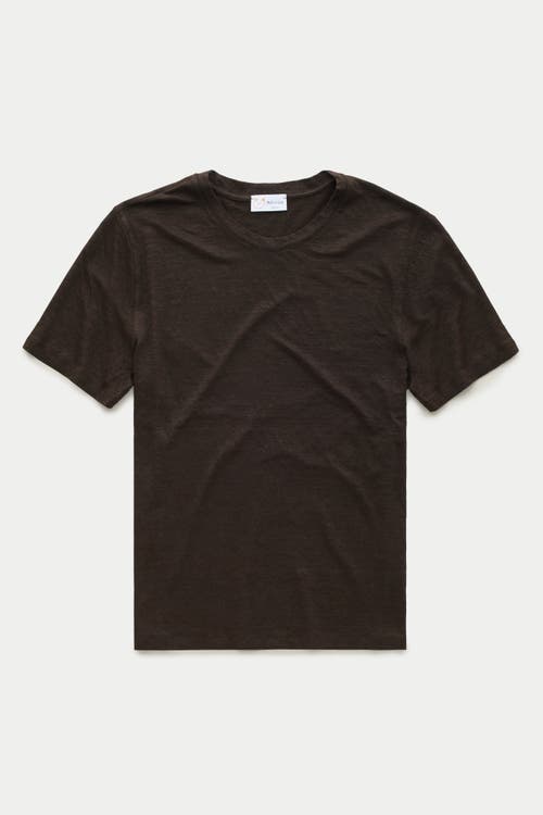 Wolf Vs. Goat (wvg) Short Sleeve Linen Crew Neck Tee In Brown