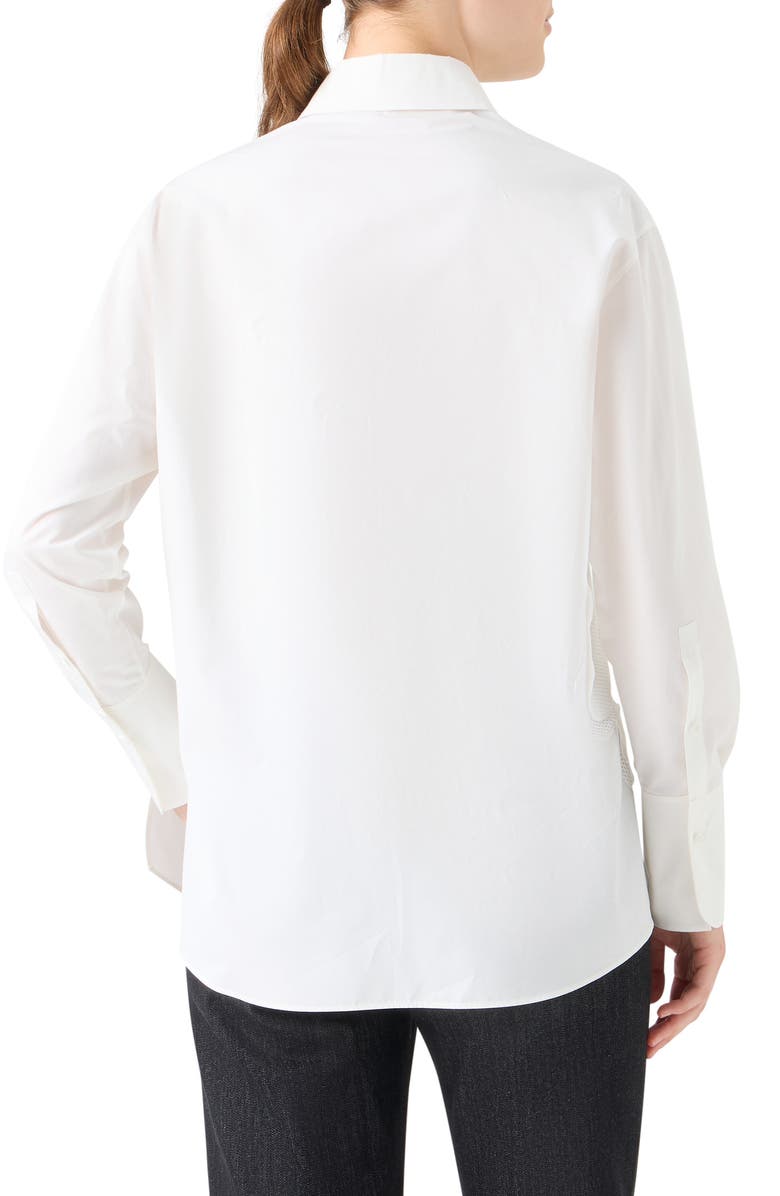 Akris punto Floral Appliqué Cotton Button-Up Shirt, Alternate, color, Cream