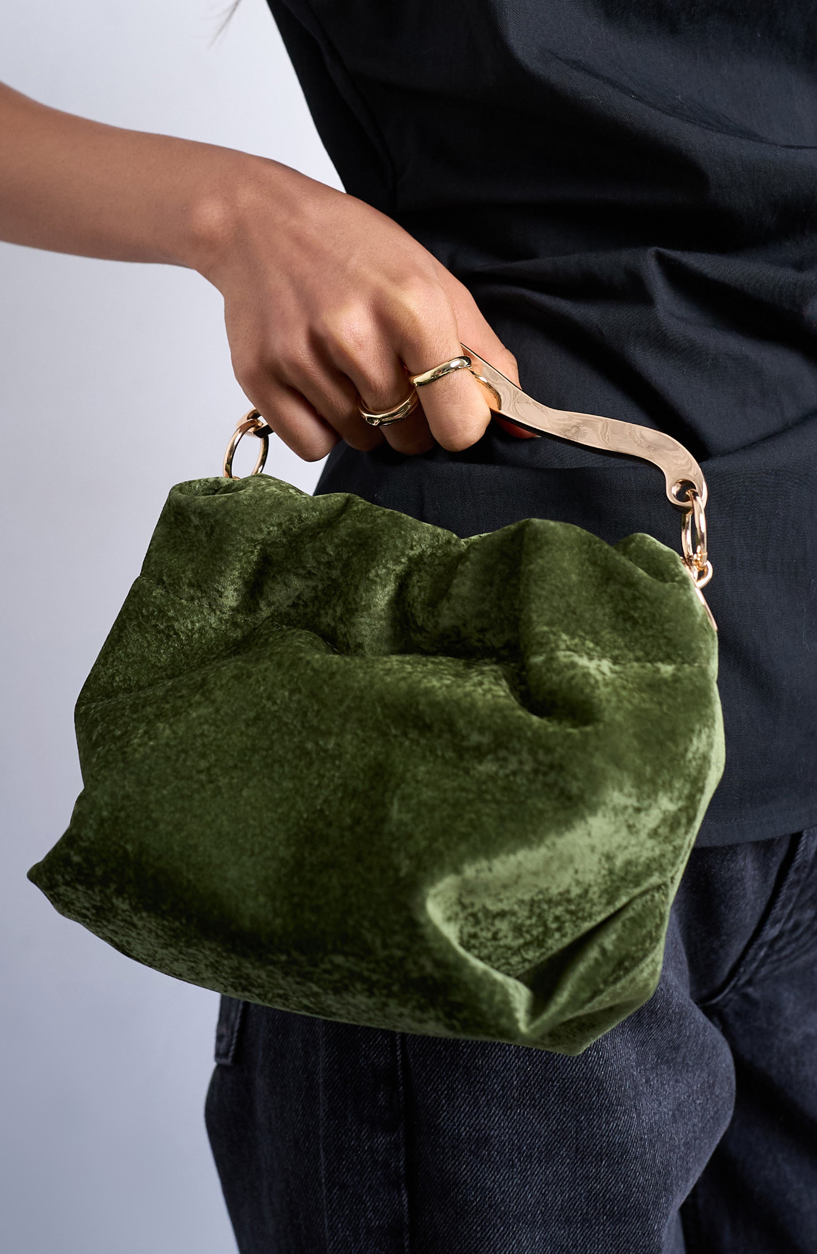 Topshop Velvet Top Handle Bag, Alternate, color, 