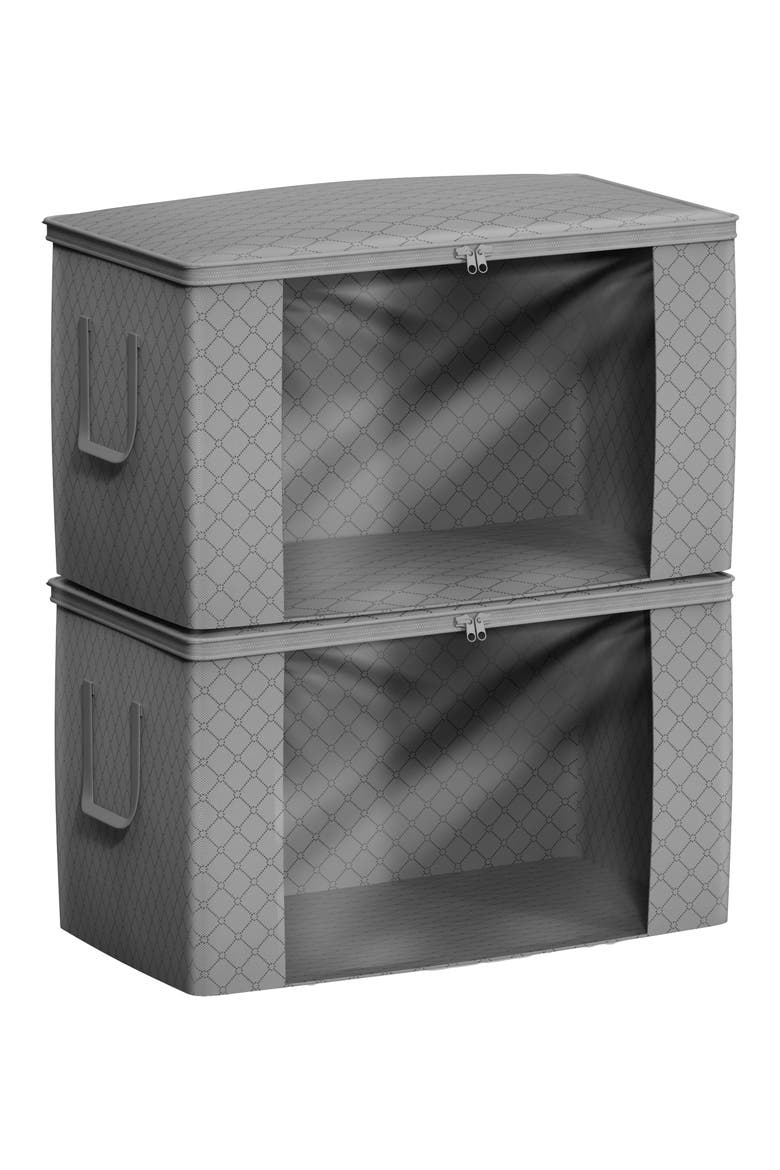 Set of 2 Foldable Storage Bins, Main, color, GRAY