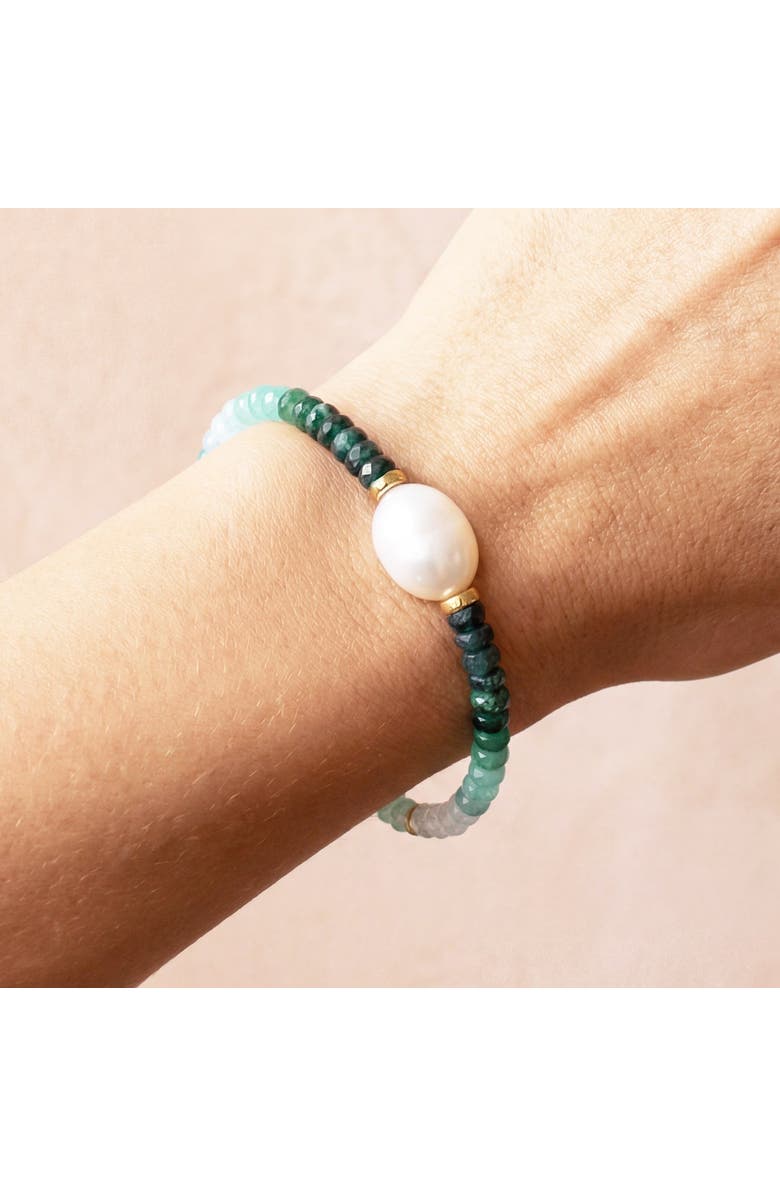 The Lovery Fine Jewelry Emerald Ombre Bead Pearl Bracelet, Alternate, color, Emerald