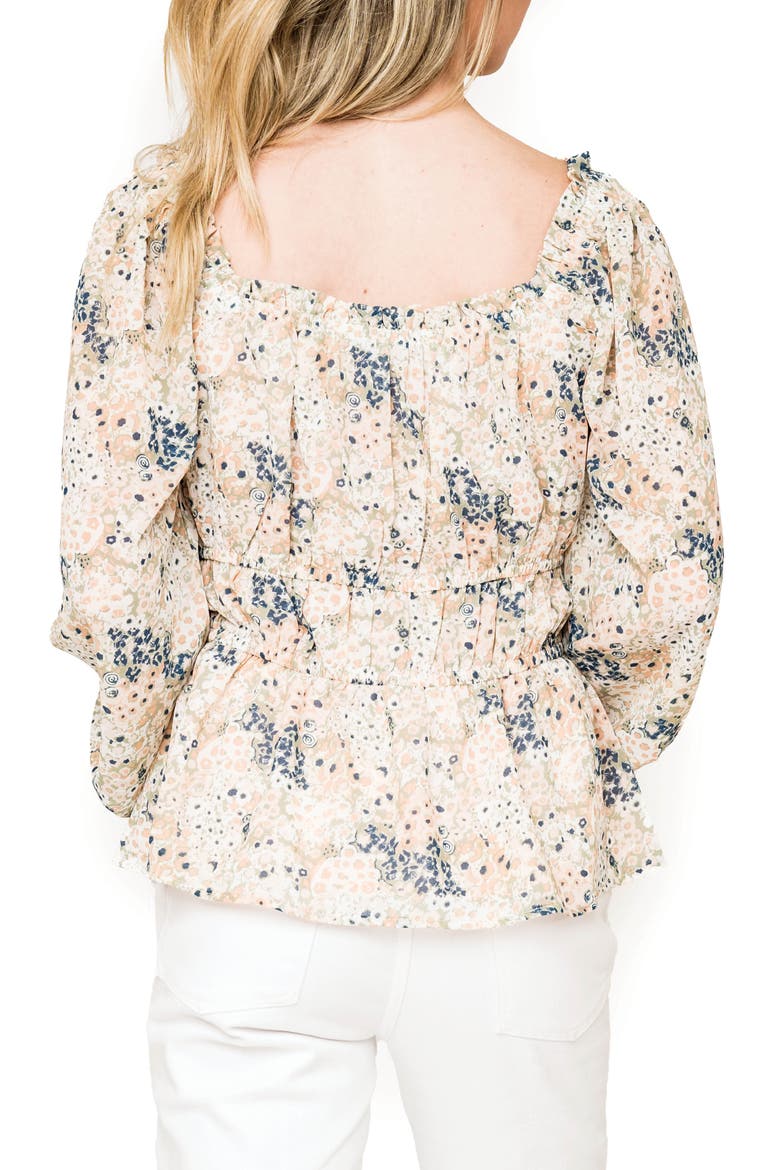 Floral Print Smocked Waist Peplum Top, Alternate, color, SPRING FLORAL