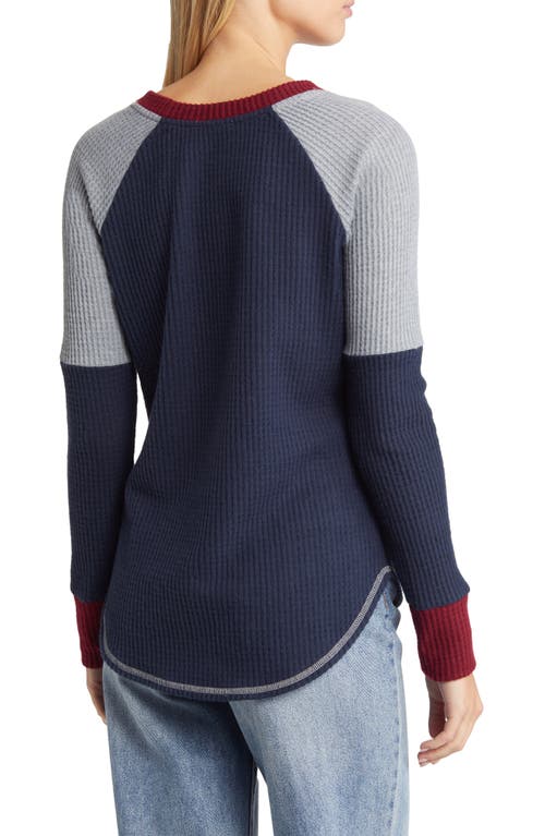 Loveappella Colorblock Raglan Sleeve Waffle Knit Top In Multi