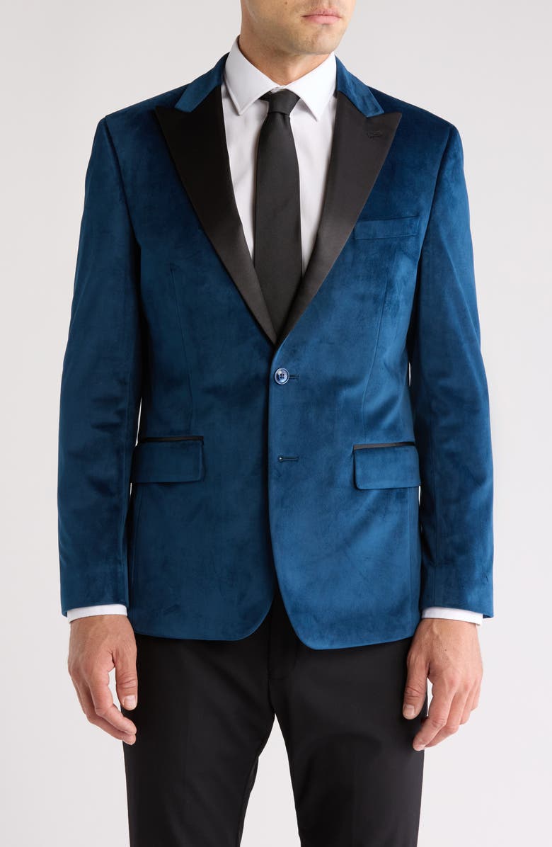 Original Penguin Two-Button Velvet Sport Coat, Main, color, Blue