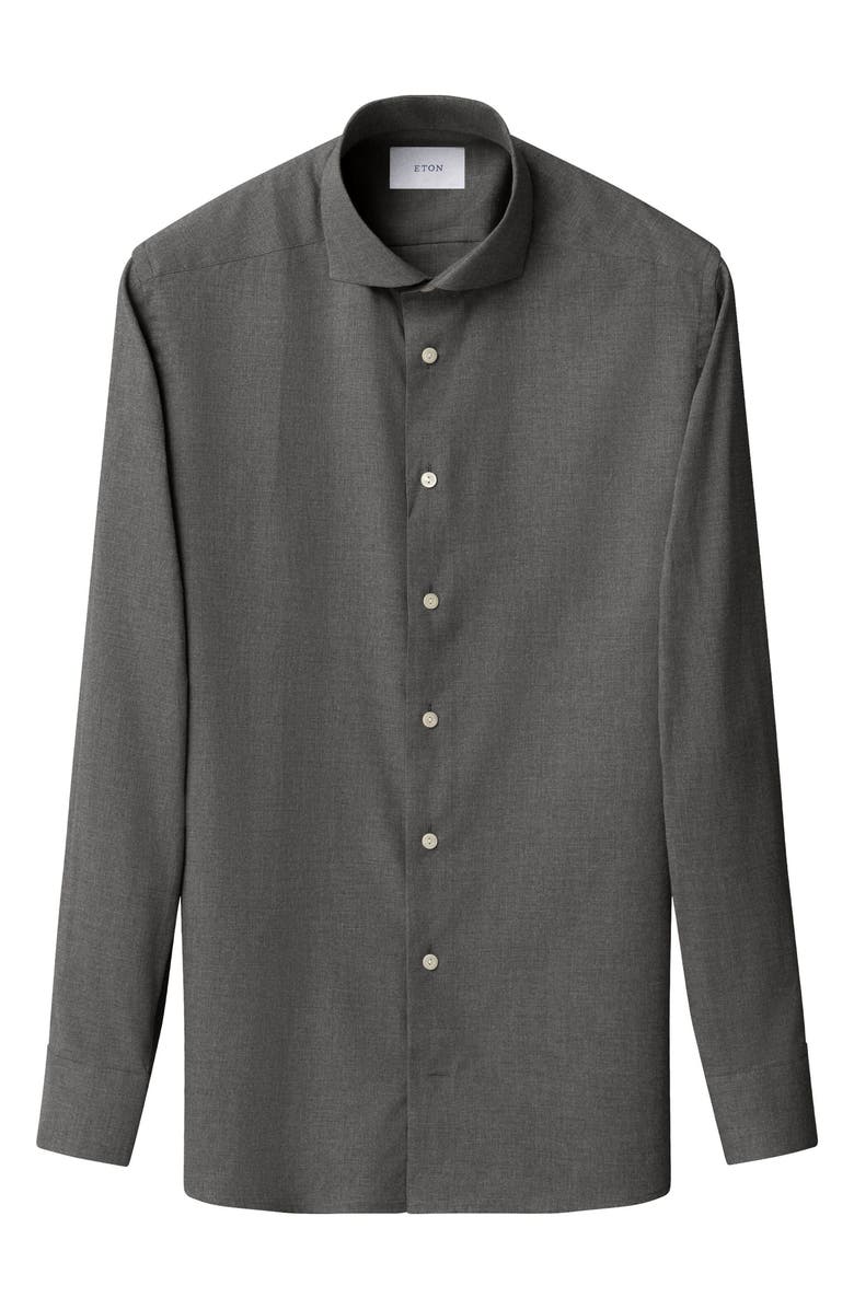 Eton Contemporary Fit Flannel Dress Shirt, Alternate, color, Dark Grey