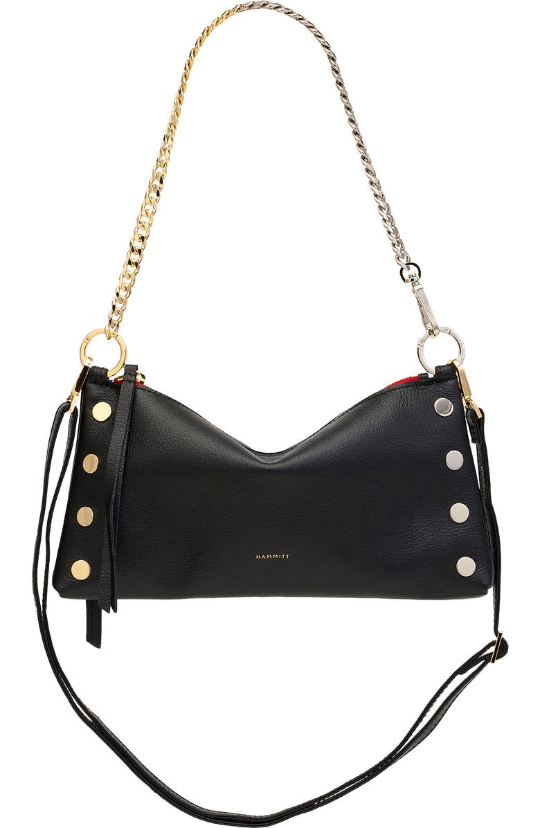 HAMMITT Kyle Revival Leather Shoulder Bag, Alternate, color, Black/Gold-Silver Red-Zip