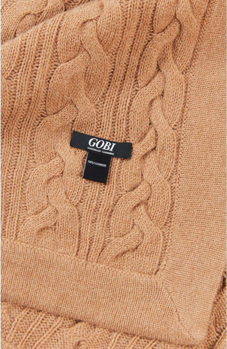 GOBI Mongolian Cashmere Cable Knit Blanket, Alternate, color, Sheepskin