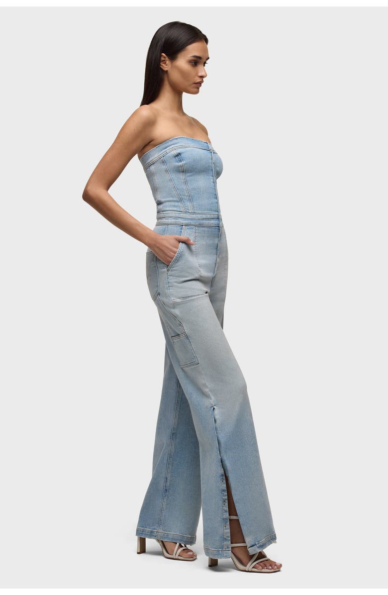 Hudson Jeans Strapless Wide Leg Jumpsuit, Alternate, color, Tough