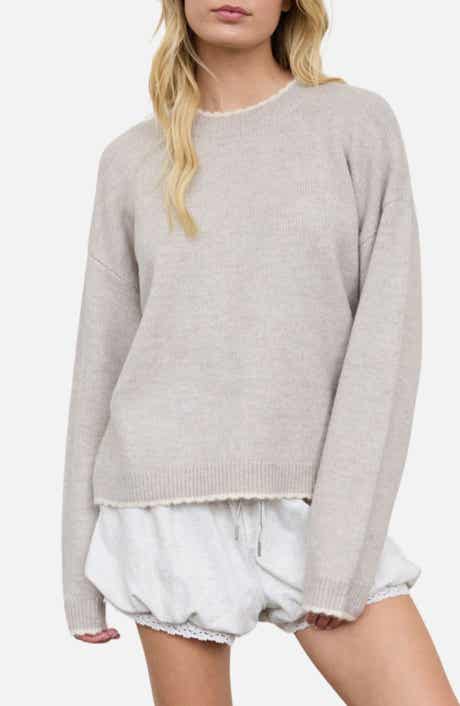 Contrast Trim Crew Sweater