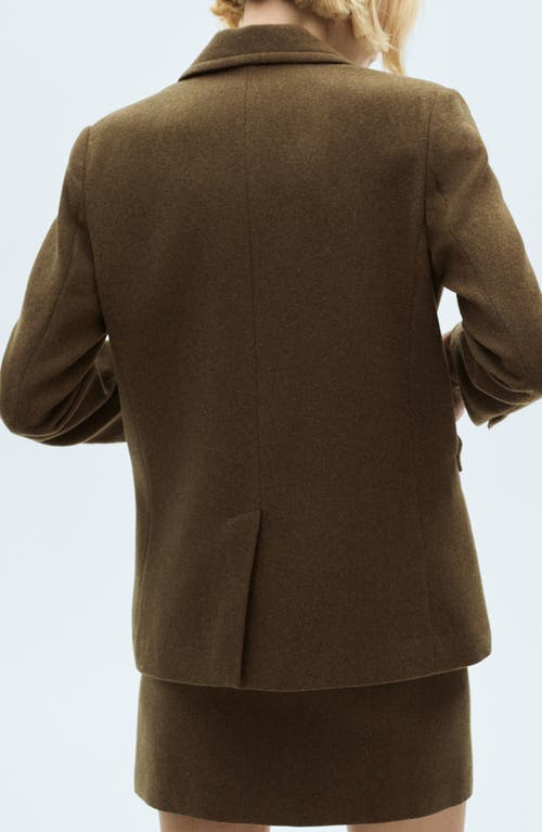 Shop Mango Wool Blend Blazer In Khaki