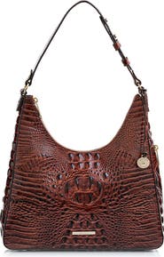Brahmin Tabitha Croc Embossed Leather Shoulder Bag