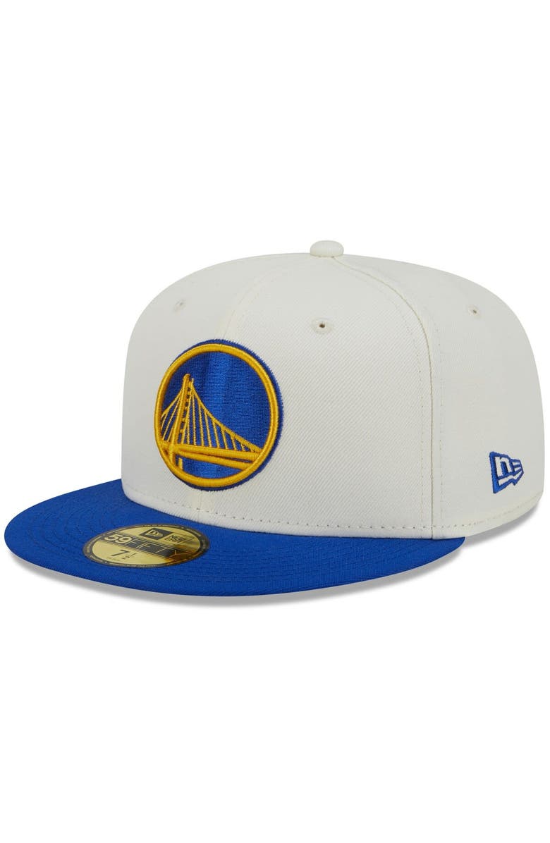New Era x Staple Men's New Era x Staple Cream/Royal Golden State Warriors NBA x Staple Two-Tone 59FIFTY Fitted Hat, Alternate, color,