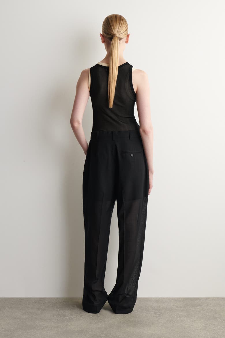 Fluid Wool-voile Straight-leg Pants, Alternate, color, BLACK