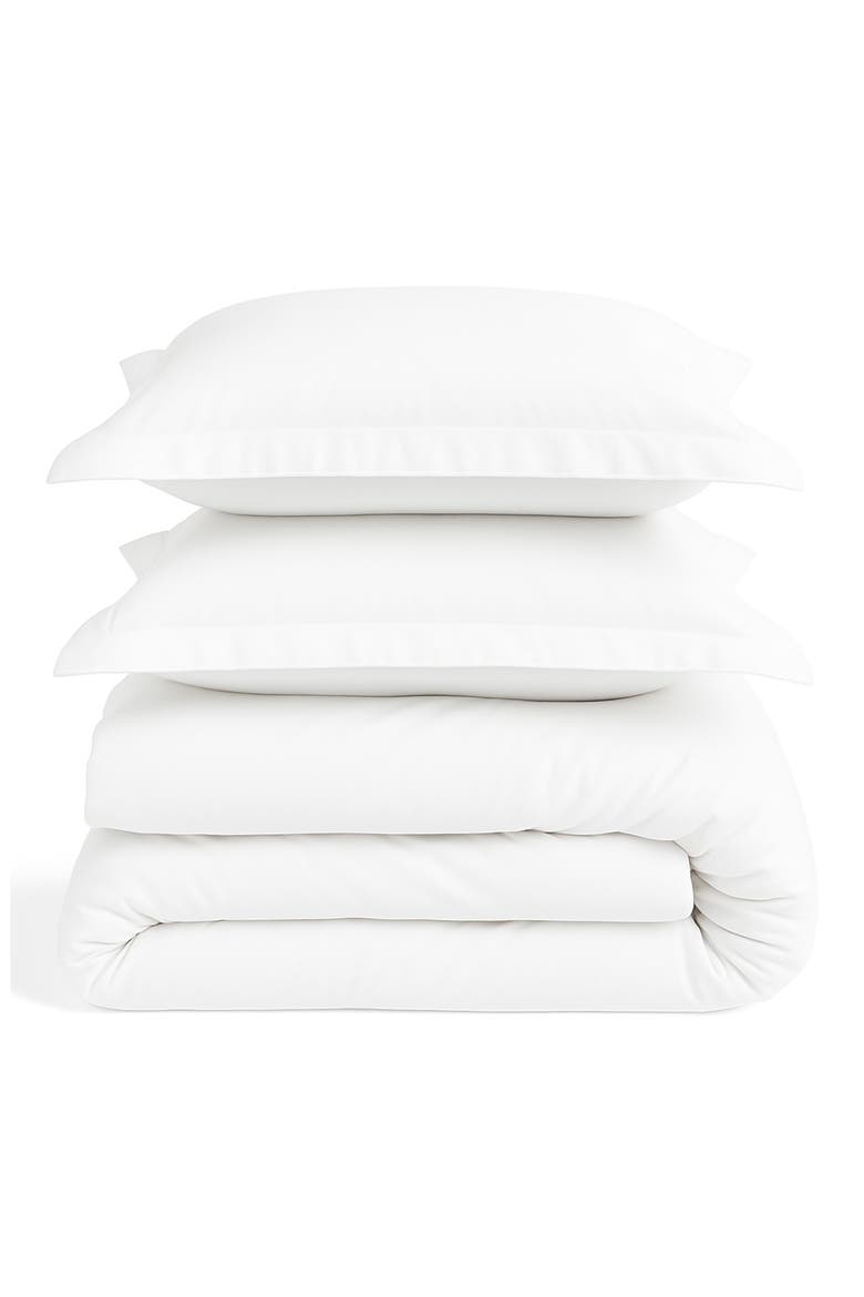 300 Thread Count Cotton Percale Duvet Cover & Sham Set, Main, color, WHITE