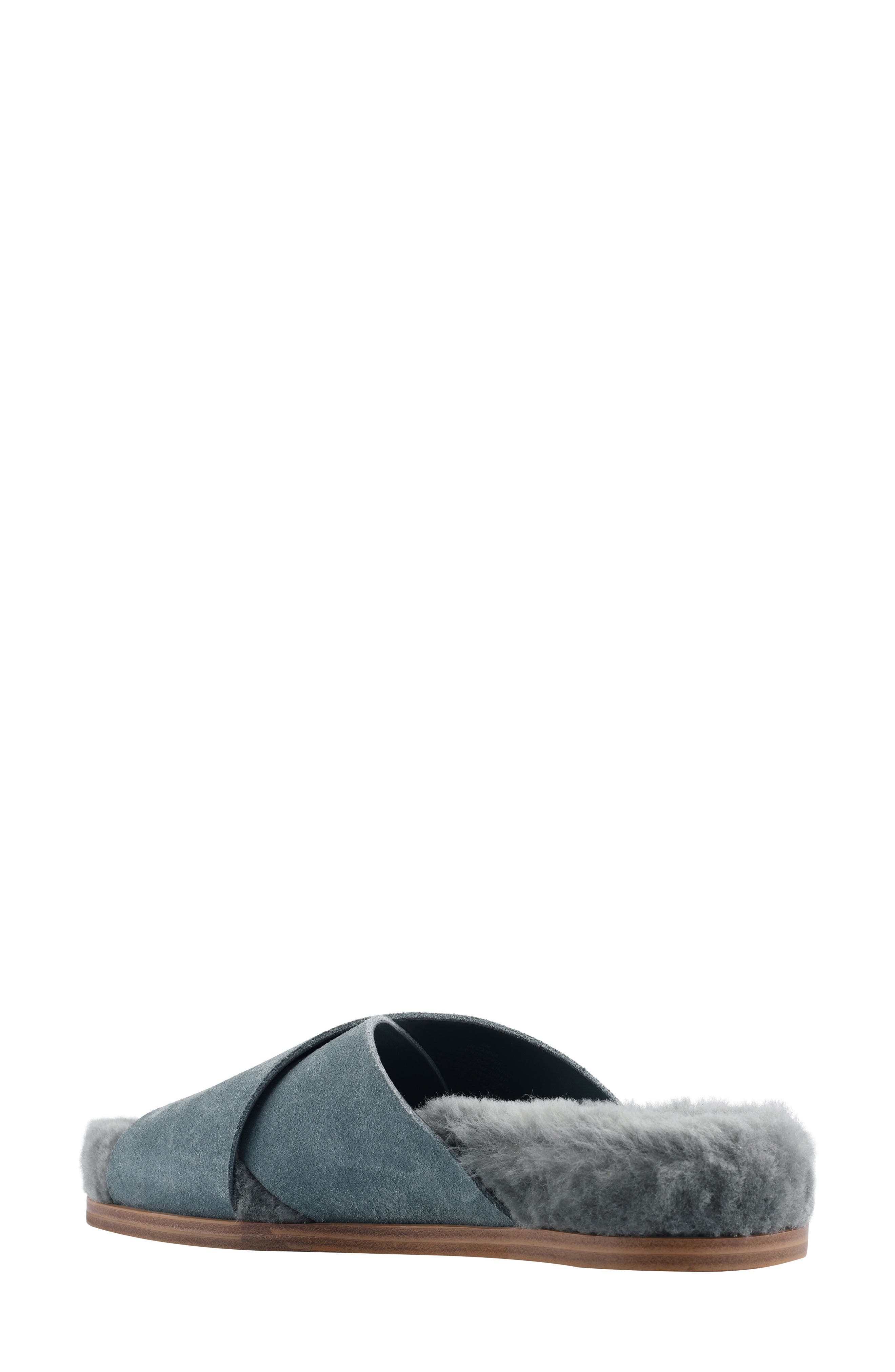 Canna Genuine Shearling Lined Slide Sandal, Alternate, color, DARK GREY SUEDE