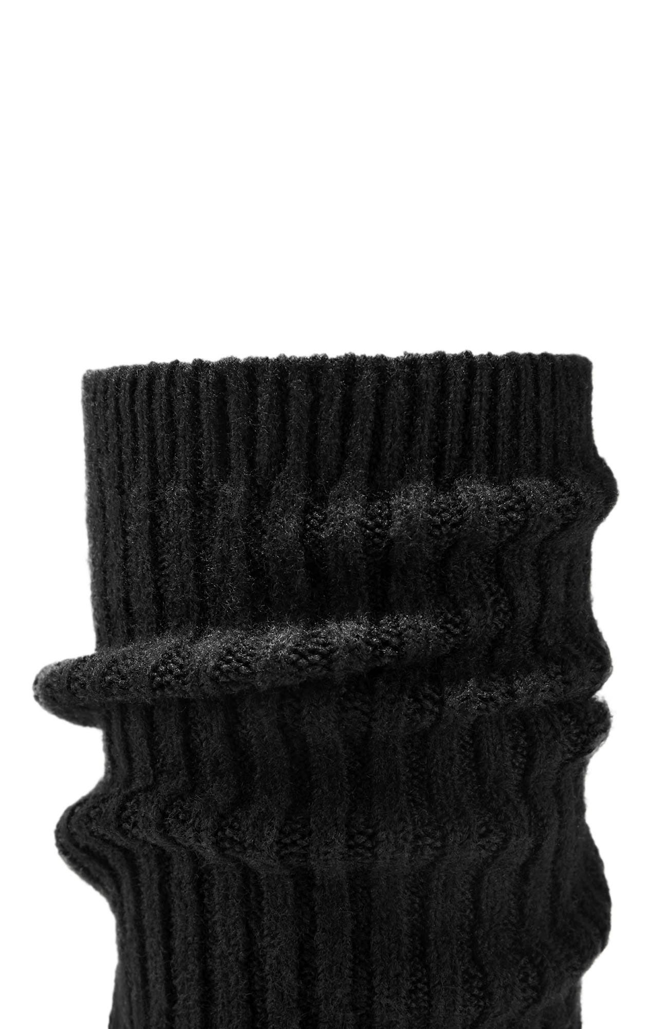 VIVAIA Round-Toe Knee-High Platform Chunky Wool Wedge Boots, Alternate, color, Black