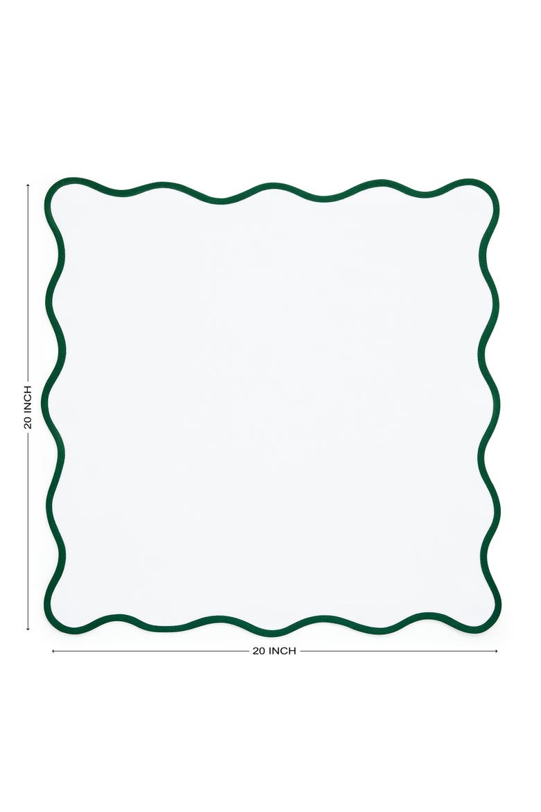 Linen Dinner Napkins Set of 4, 20 Inch Round - Giselle Scallop Edge, Alternate, color, Christmas Green and White