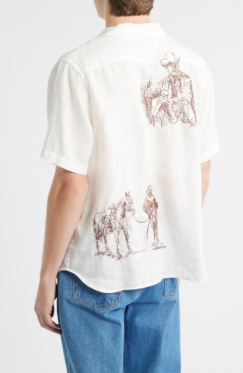 ONE OF THESE DAYS Remember Me Linen Camp Shirt, Alternate, color, Ivory