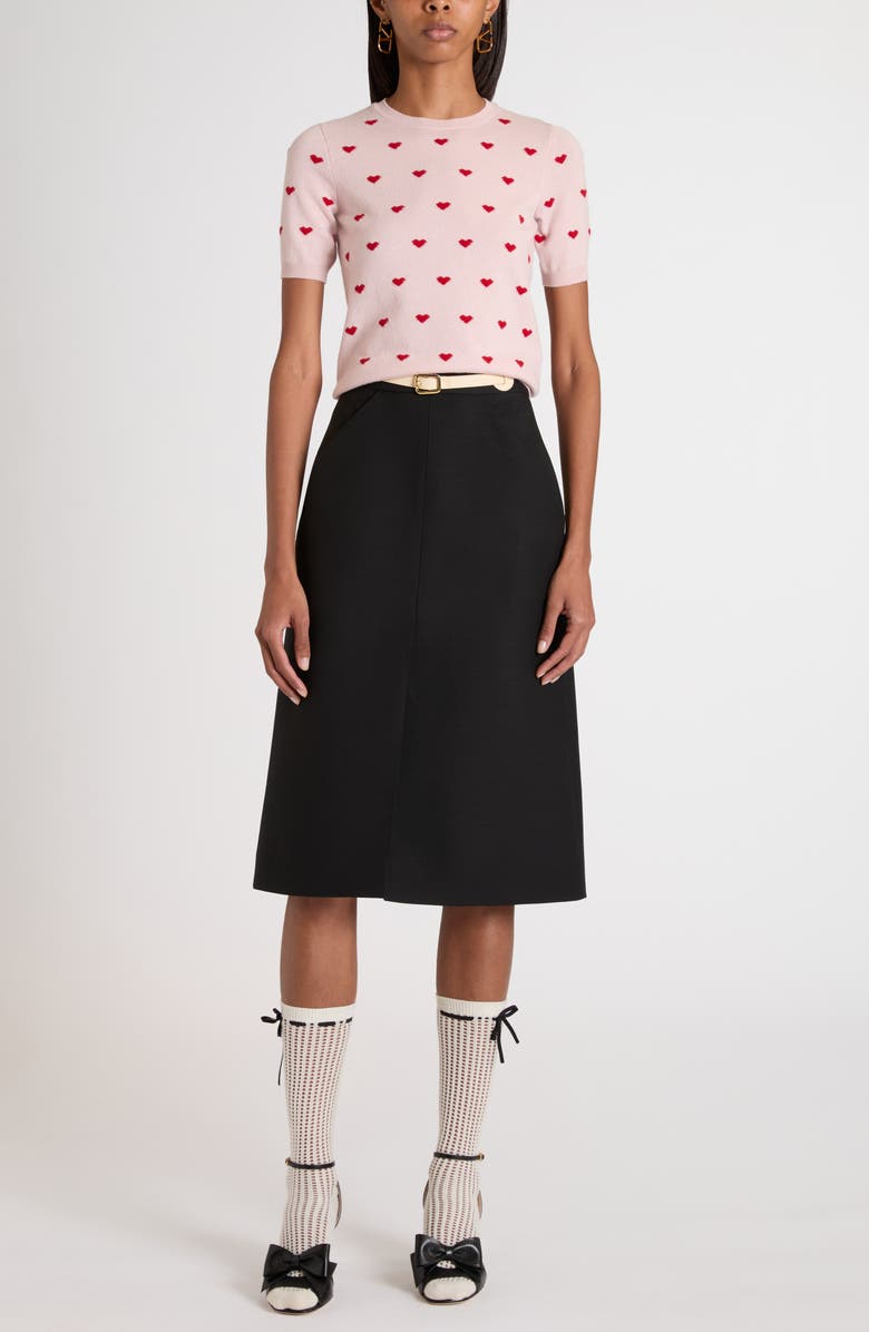 Valentino Garavani Heart Jacquard Cashmere Sweater, Alternate, color, Rose B/ Silver