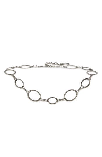 Vince Camuto Studded Mixed Size Oval Chain Belt In Silver