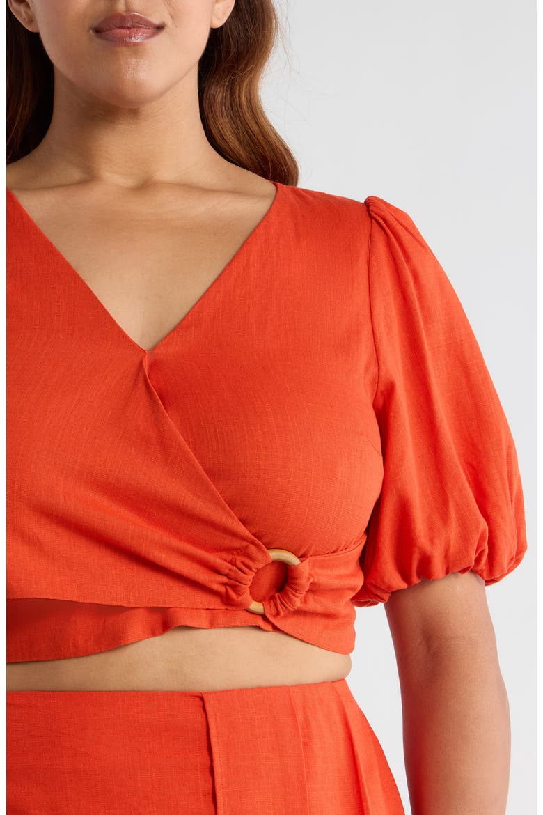 Bet On You Faux Wrap Crop Top, Alternate, color, RED ORANGE