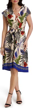 Kensie Cap Sleeve Printed Dress