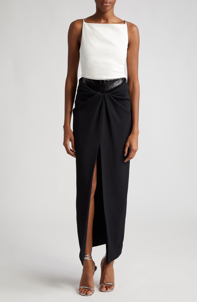 Brandon Maxwell The Nora Draped Mixed Media Skirt, Alternate, color, Black