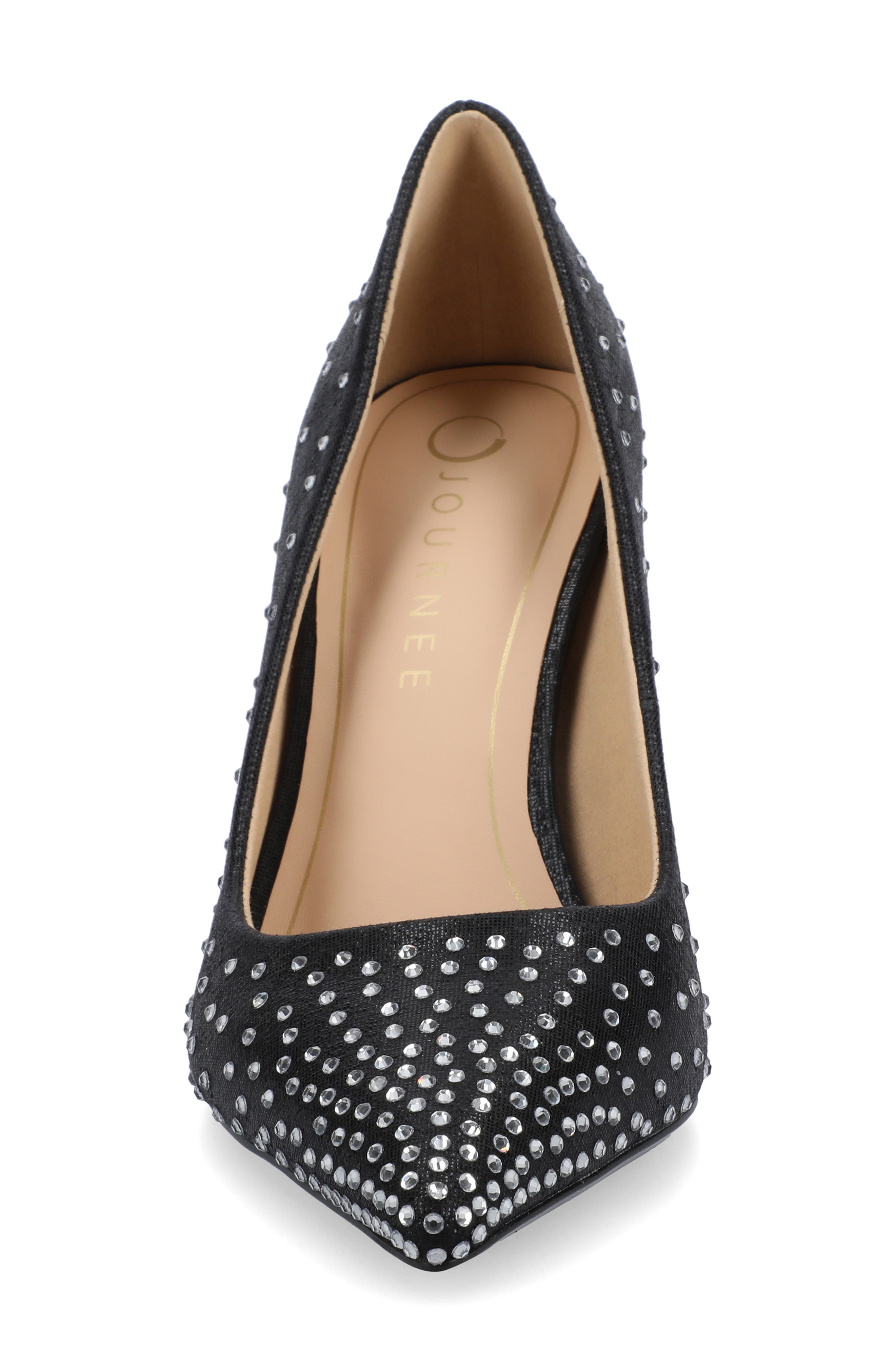 Journee Collection Embellished Pointed Toe Pump, Alternate, color, Black
