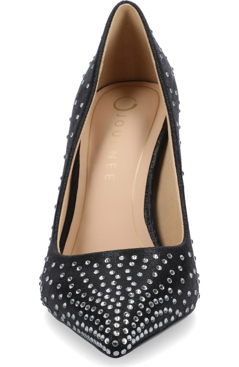 Journee Collection Embellished Pointed Toe Pump, Alternate, color, Black